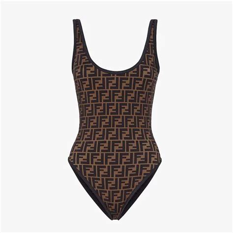 fendi sports bathing suits|Fendi brown Lycra swimsuit.